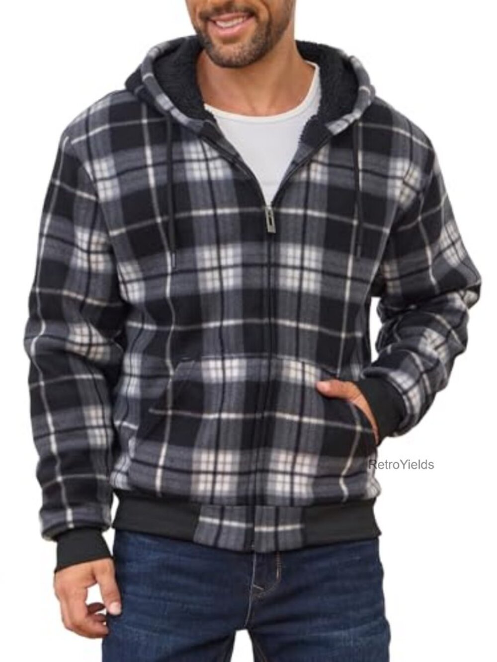 Men's Full Zip Fleece Hoodie Heavyweight Sherpa Lined Warm Coat
